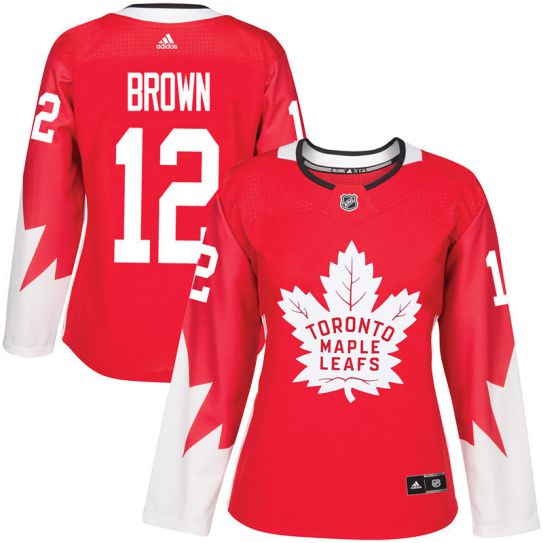2017 NHL Toronto Maple Leafs women 12Connor Brown red jersey->women nhl jersey->Women Jersey